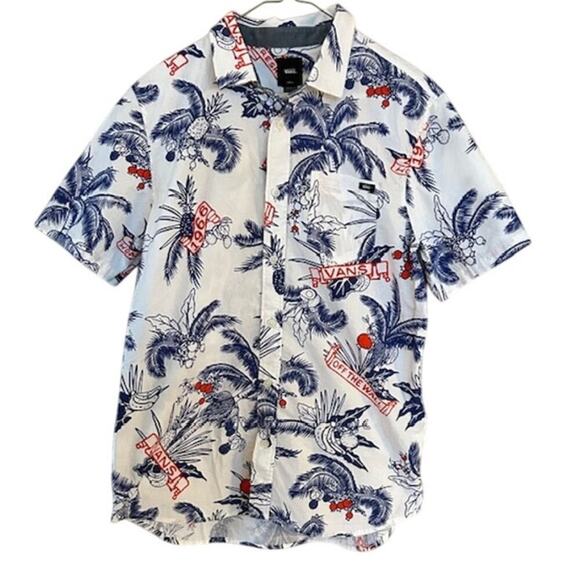 Van's Market Print Classic Fit Short Sleeve Button Down Shirt, size Small - Picture 2 of 6
